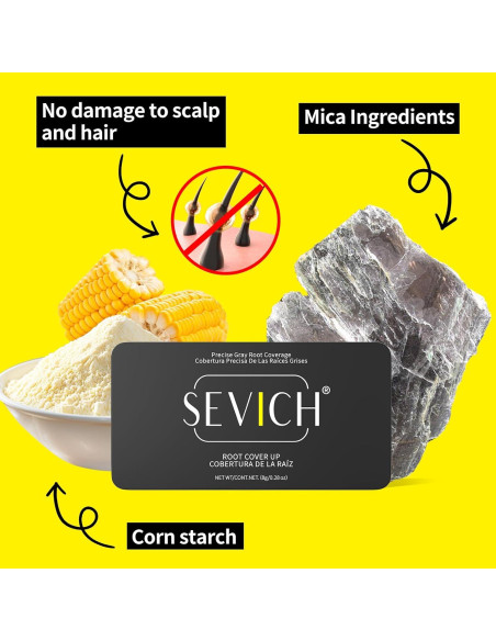Polvo para Cabello SEVICH Negro 8g - Cubre Raíces y Canas