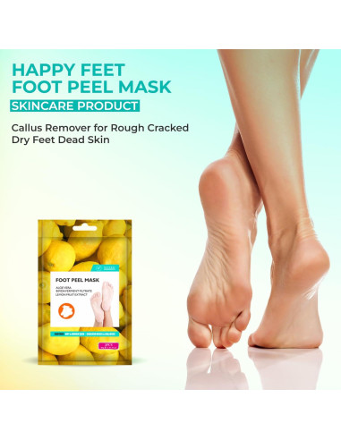 Máscara Exfoliante para Pies Happy Feet - 3 Paquetes, Limón