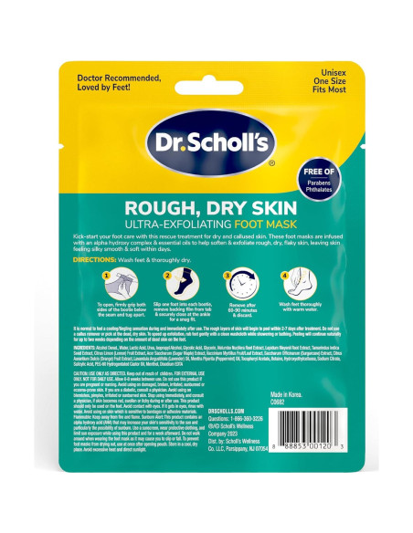 Máscara Exfoliante para Pies Dr. Scholl's - 3 Pares Hidratantes