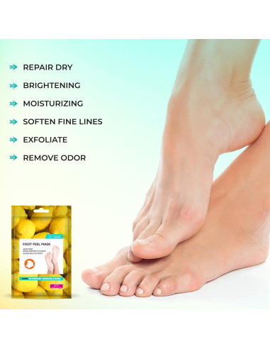 Máscara Exfoliante para Pies Happy Feet - 3 Paquetes, Limón