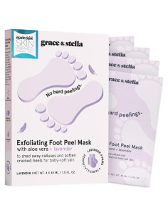 Mascarilla Exfoliante para Pies Grace & Stella - 4 Pares Lavanda
