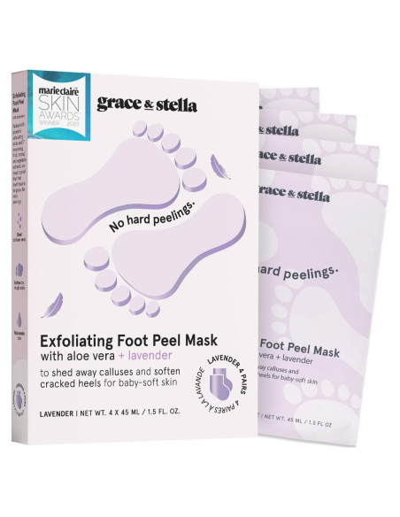 Mascarilla Exfoliante para Pies Grace & Stella - 4 Pares Lavanda