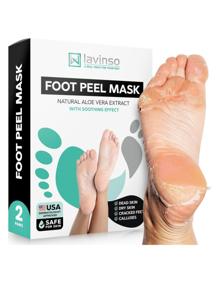 Máscara Exfoliante para Pies Lavinso - Paquete de 2 Aloe Vera