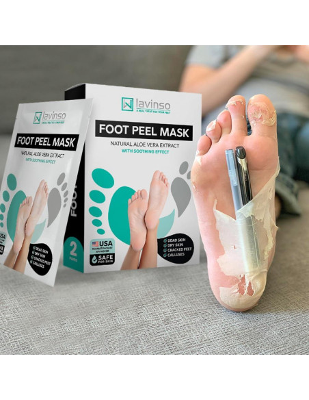 Máscara Exfoliante para Pies Lavinso - Paquete de 2 Aloe Vera