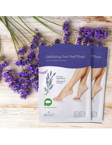 Máscara Exfoliante para Pies BEALUZ - 2 Pares, Suaves en 1-2 Semanas