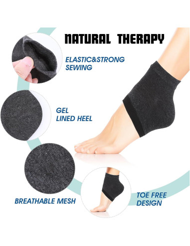 Sibba 3 Pares Calcetines Hidratantes de Gel para Talones