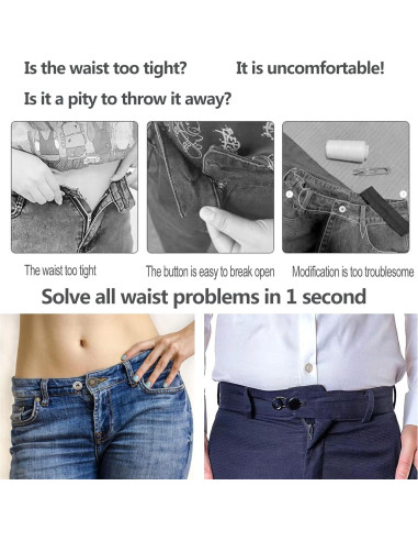 Extensores de Botones KAJUDA 12PCS Ajustables para Jeans
