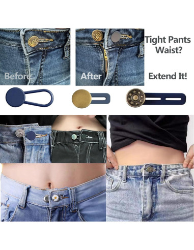 Extensores de Botones KAJUDA 12PCS Ajustables para Jeans