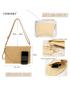 Bolso de Paja Clutch COOKOOKY para Mujeres - Verano Playa 2