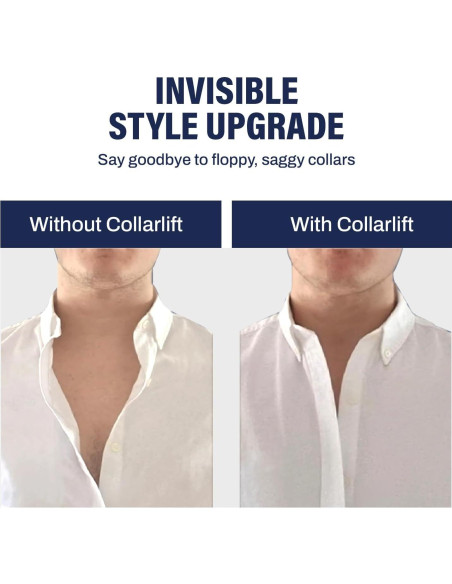 CollarLift Cereza Cromada - Placas Adhesivas para Cuello de Camisa de Hombre