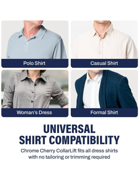 CollarLift Cereza Cromada - Placas Adhesivas para Cuello de Camisa de Hombre