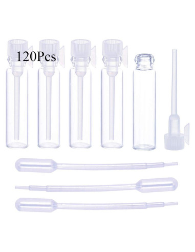 120 Frascos de Vidrio 1ml para Perfume y Aceites Esenciales
