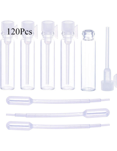 120 Frascos de Vidrio 1ml para Perfume y Aceites Esenciales