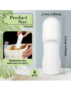Set de 4 Botellas Rodantes Reutilizables 50ml JJUNW Blancas 2