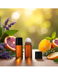 Set de 2 Botellas de Vidrio Marrón 50ml con Rodillo Fansoftiks 2