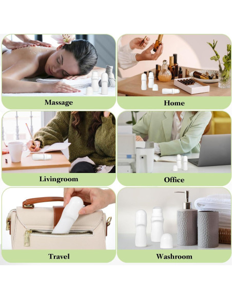 Set de 4 Botellas Rodantes Reutilizables 50ml JJUNW Blancas