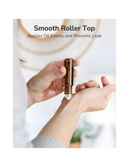 48 Botellas de Aceite Esencial Roller ULG 10ml Ámbar Reutilizables