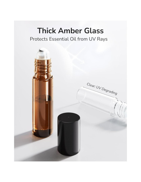 48 Botellas de Aceite Esencial Roller ULG 10ml Ámbar Reutilizables