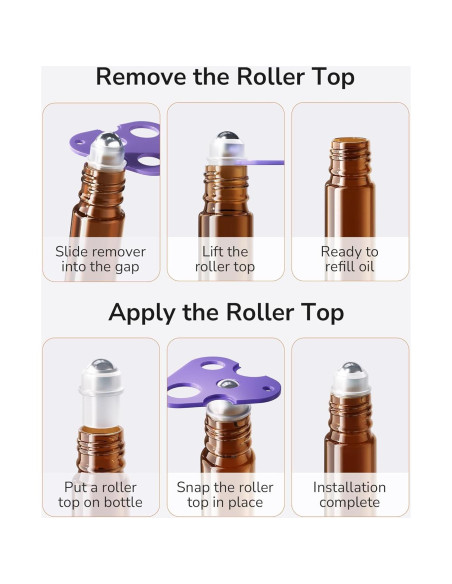 48 Botellas de Aceite Esencial Roller ULG 10ml Ámbar Reutilizables