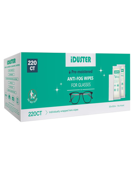 Toallitas de limpieza de lentes iDuster - 220 unidades prehumedecidas