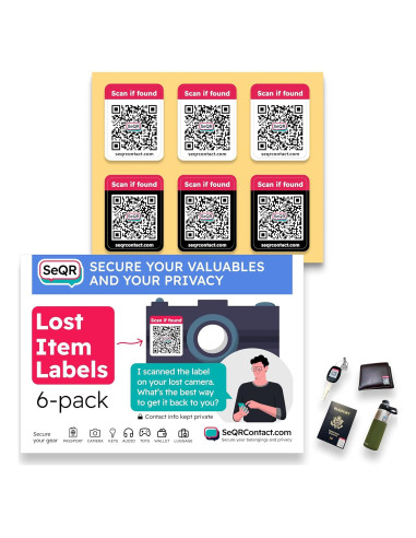 Etiquetas QR Personalizables SeQR para Artículos Perdidos - 6 Unidades