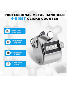 Contador de Tally Manual Mecánico TESEAS 4 Dígitos Metal 2