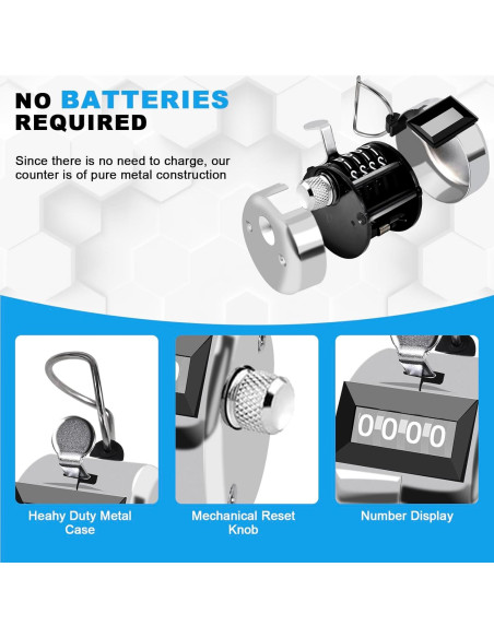Contador de Tally Manual Mecánico TESEAS 4 Dígitos Metal