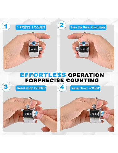 Contador de Tally Manual Mecánico TESEAS 4 Dígitos Metal