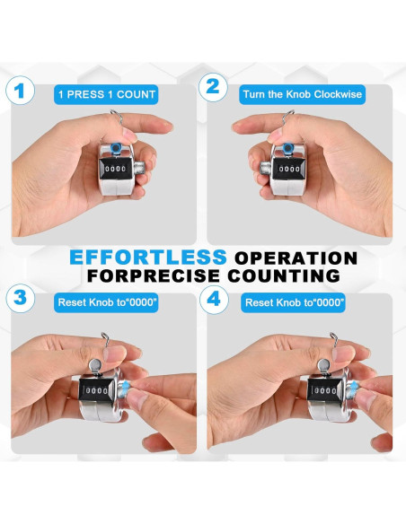 Contador de Tally Manual Mecánico TESEAS 4 Dígitos Metal