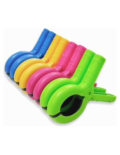 8 Clips Grandes para Toallas de Playa YILU, Antideslizantes, 4 Colores