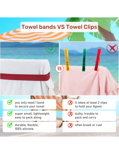 Bandas de Toalla de Playa Tlowesng - Paquete de 4, 88.9 cm