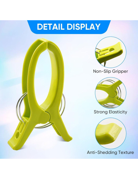 Clips de Toalla de Playa HiGift Jumbo 8 Piezas 16 cm