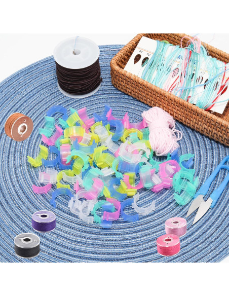 Set de 80 Clips para Bobinas JAKOUE - Sujetadores Coloridos para Hilo