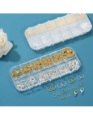 Kit de Anillas Abiertas KOPOX 500PCS Plata y Oro 5 Tamaños