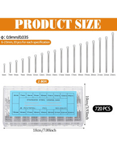 Pasadores de Enlace de Reloj Giantree 720 Piezas Acero Inoxidable 6-23mm 2