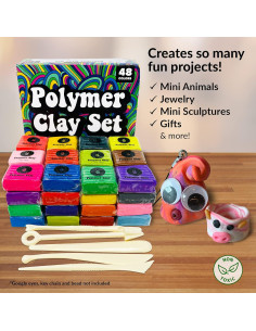 Kit de Arcilla Polimérica Hippie Crafter 48 Colores 28.35g 2