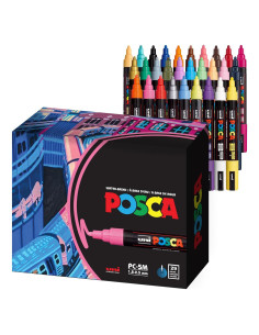 Set de 29 Marcadores de Pintura Posca PC-5M, Punta Media 1.8-2.5mm