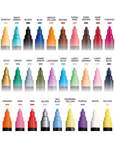 Set de 29 Marcadores de Pintura Posca PC-5M, Punta Media 1.8-2.5mm 2
