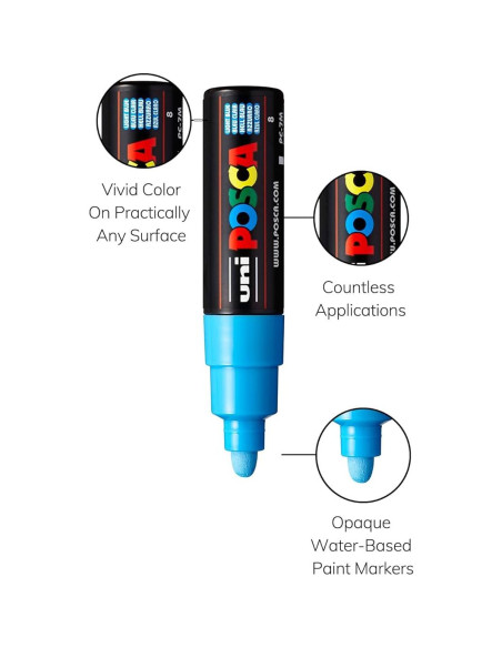 Set de 29 Marcadores de Pintura Posca PC-5M, Punta Media 1.8-2.5mm