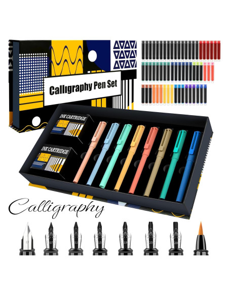 Juego de Caligrafía JiaoJiRen con 8 Plumas y 60 Cartuchos