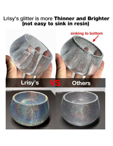 Purpurina Holográfica Extra Fina Lrisy 140g Plateado