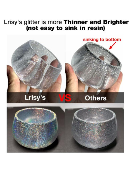 Purpurina Holográfica Extra Fina Lrisy 140g Plateado