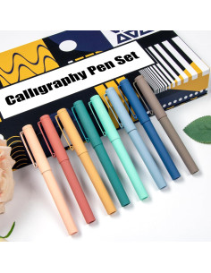 Juego de Caligrafía JiaoJiRen con 8 Plumas y 60 Cartuchos 2