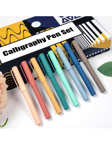 Juego de Caligrafía JiaoJiRen con 8 Plumas y 60 Cartuchos