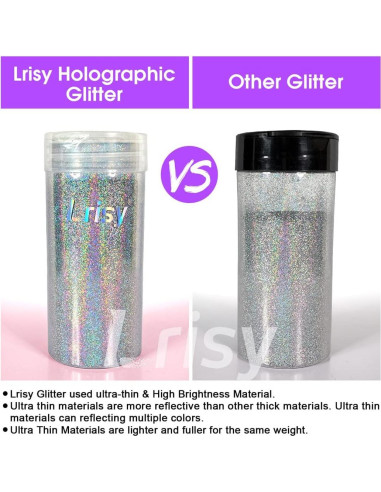 Purpurina Holográfica Extra Fina Lrisy 140g Plateado