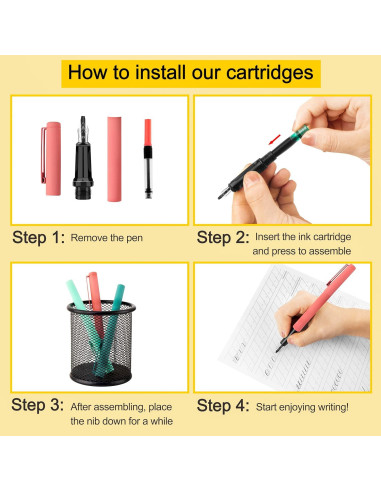 Juego de Caligrafía JiaoJiRen con 8 Plumas y 60 Cartuchos