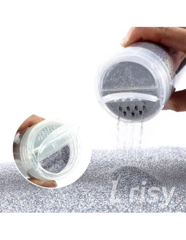 Purpurina Holográfica Extra Fina Lrisy 140g Plateado