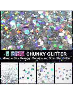 Brillo Chunky Holográfico Matio - 12 Colores 3mm para Manualidades 2