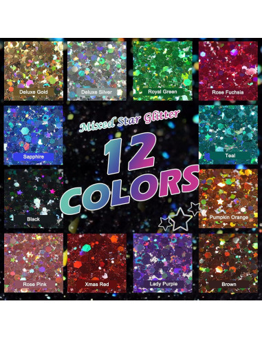 Brillo Chunky Holográfico Matio - 12 Colores 3mm para Manualidades