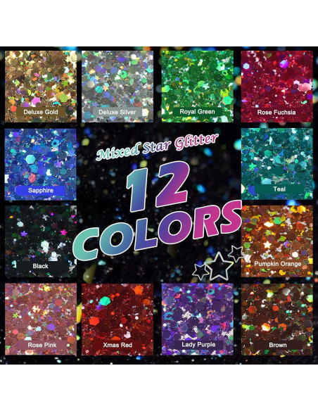 Brillo Chunky Holográfico Matio - 12 Colores 3mm para Manualidades